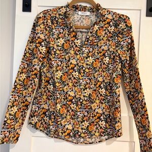 Avara Floral V-Neck Blouse - 100% Cotton XS